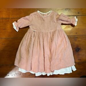 Girls Dress 3-4Y 100% cotton European mauve dusty pink cottage prairie dress